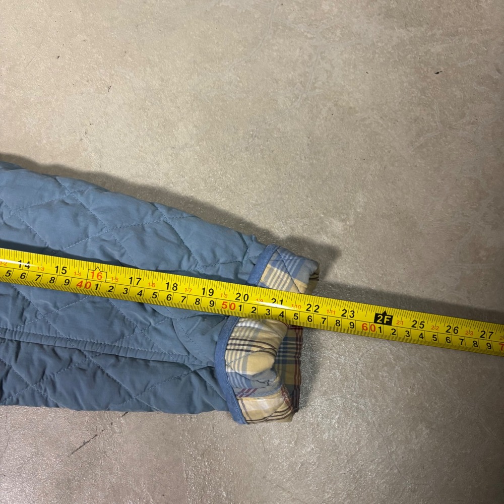 LL Bean Womens XL Quilted Barn Jacket Blue Plaid Lined Button Front Coat - Picture 6 of 8